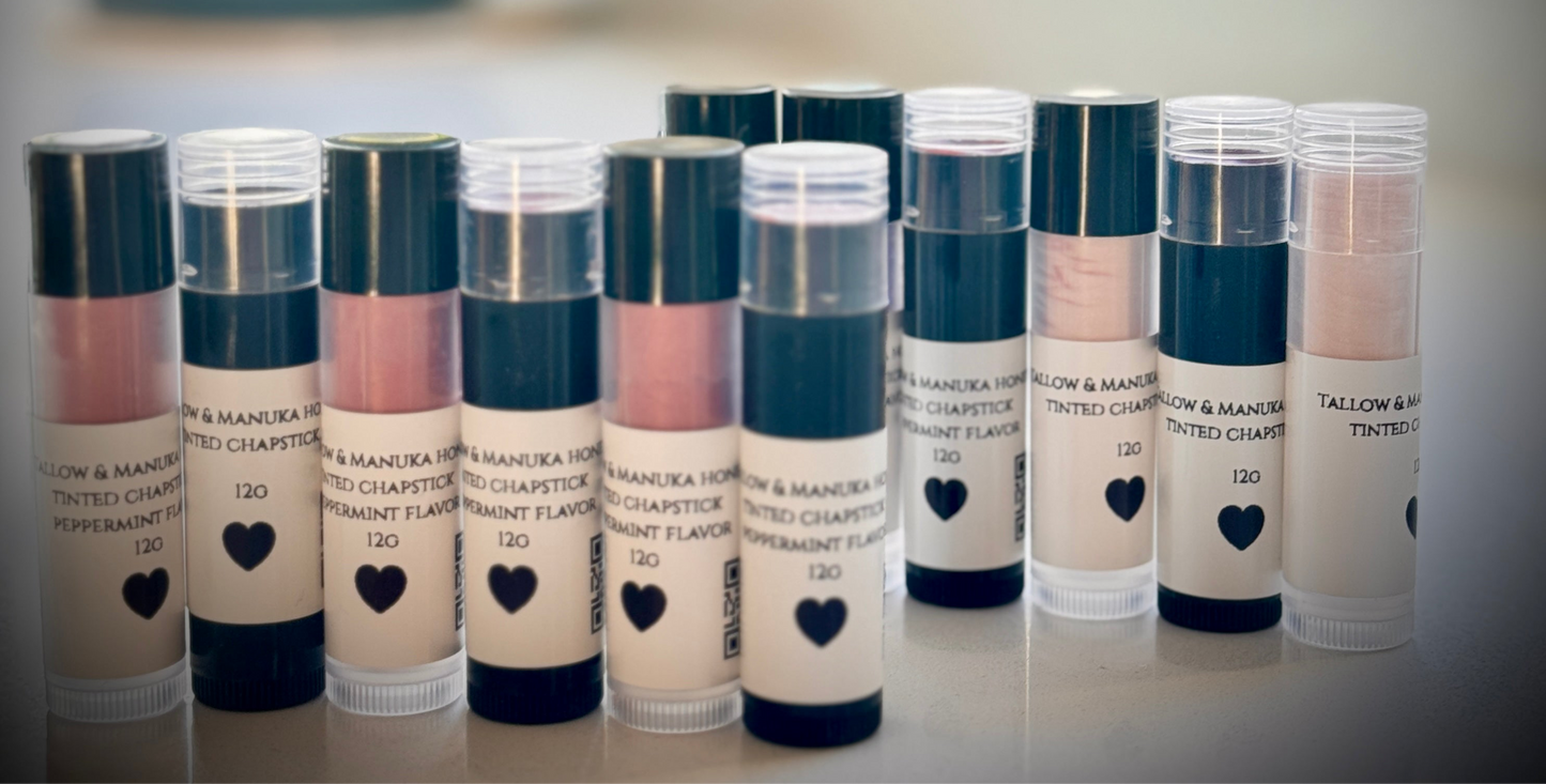 Tinted  chapstick made from Tallow, Honey and Beeswax  - 3-Pack